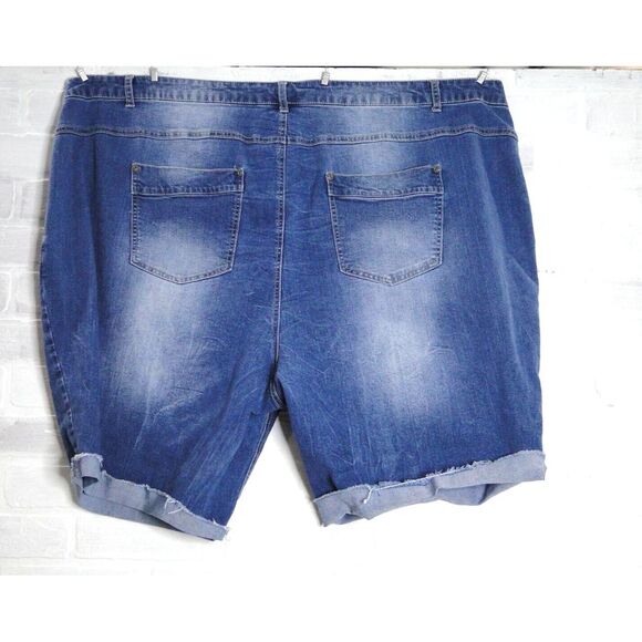 Ellos Cut Off Jean Shorts Womens Size 32 Button Fly  Distressed Stretch - Picture 2 of 4